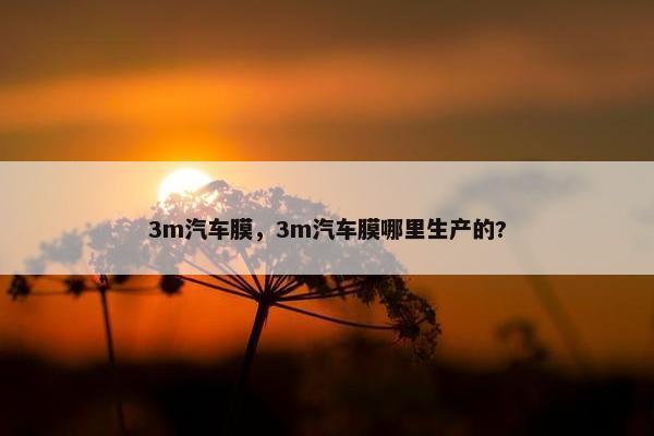 3m汽车膜，3m汽车膜哪里生产的?