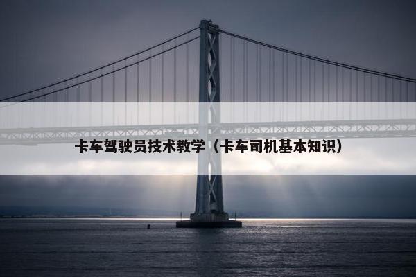 卡车驾驶员技术教学（卡车司机基本知识）