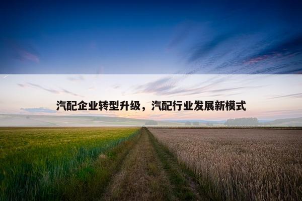 汽配企业转型升级，汽配行业发展新模式
