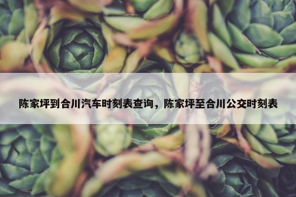 陈家坪到合川汽车时刻表查询，陈家坪至合川公交时刻表
