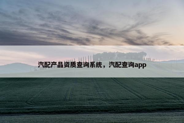 汽配产品资质查询系统，汽配查询app