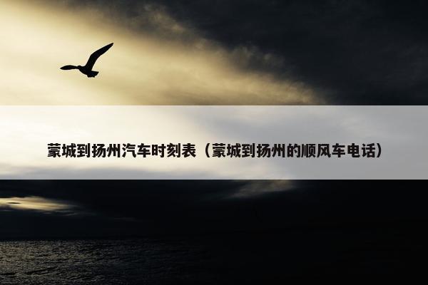 蒙城到扬州汽车时刻表（蒙城到扬州的顺风车电话）