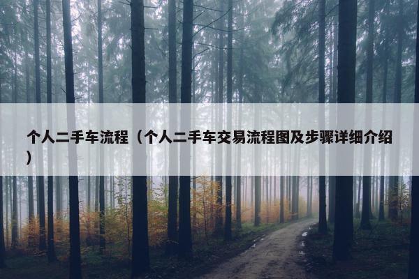 个人二手车流程（个人二手车交易流程图及步骤详细介绍）