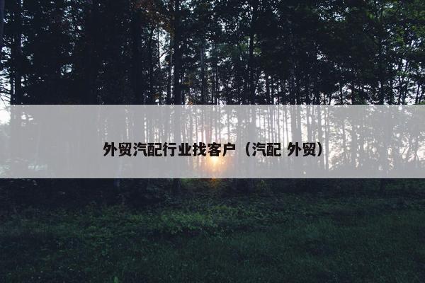 外贸汽配行业找客户（汽配 外贸）