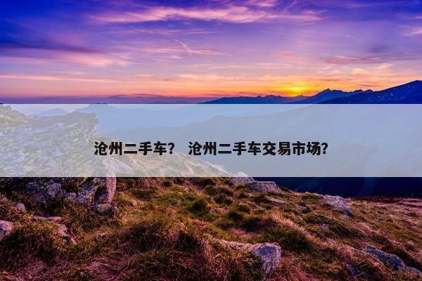 沧州二手车？ 沧州二手车交易市场？
