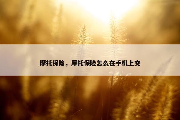 摩托保险，摩托保险怎么在手机上交