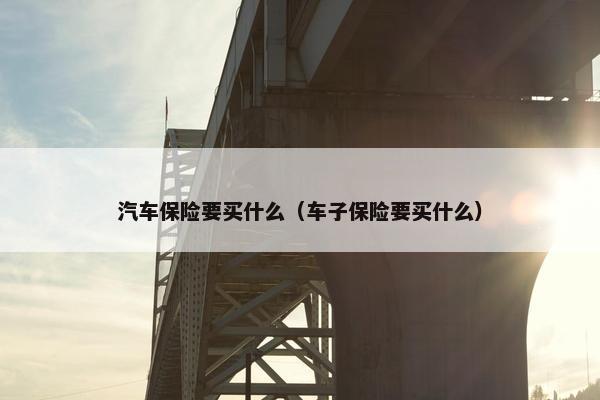 汽车保险要买什么（车子保险要买什么）