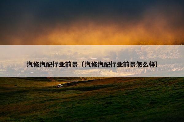 汽修汽配行业前景（汽修汽配行业前景怎么样）