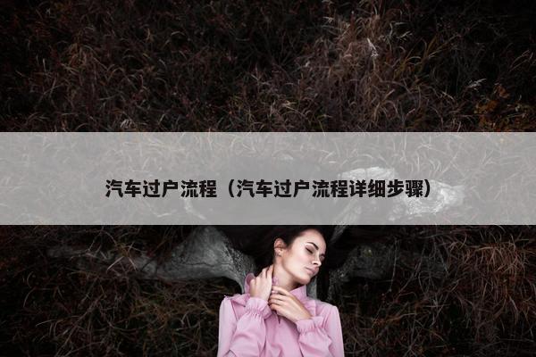 汽车过户流程（汽车过户流程详细步骤）