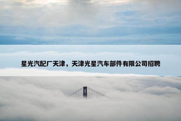 星光汽配厂天津，天津光星汽车部件有限公司招聘