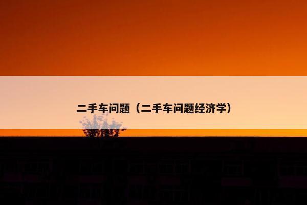 二手车问题（二手车问题经济学）
