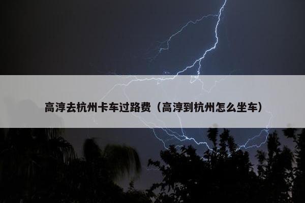 高淳去杭州卡车过路费（高淳到杭州怎么坐车）