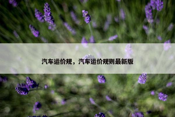 汽车运价规，汽车运价规则最新版