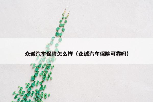 众诚汽车保险怎么样（众诚汽车保险可靠吗）