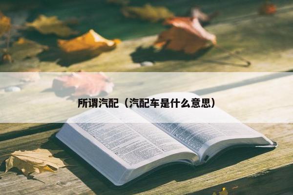 所谓汽配（汽配车是什么意思）