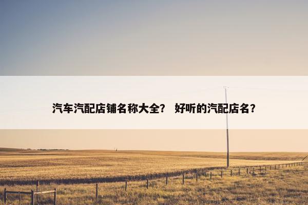汽车汽配店铺名称大全？ 好听的汽配店名？