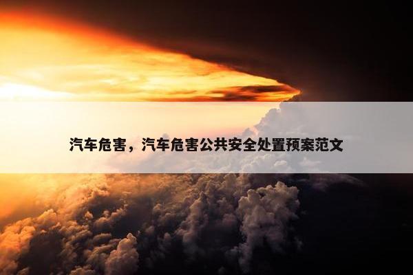 汽车危害，汽车危害公共安全处置预案范文