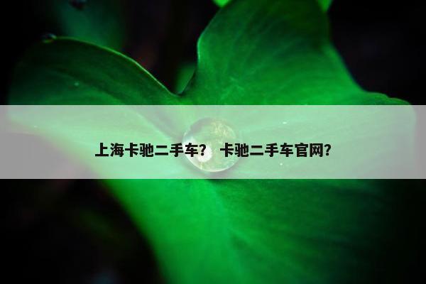 上海卡驰二手车？ 卡驰二手车官网？