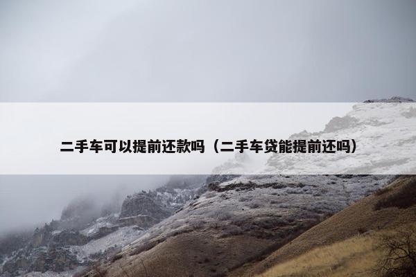 二手车可以提前还款吗（二手车贷能提前还吗）