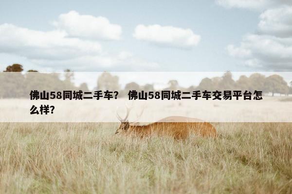 佛山58同城二手车？ 佛山58同城二手车交易平台怎么样？