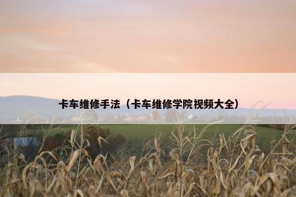 卡车维修手法（卡车维修学院视频大全）