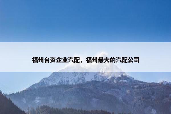 福州台资企业汽配，福州最大的汽配公司