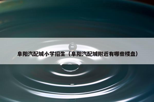 阜阳汽配城小学招生（阜阳汽配城附近有哪些楼盘）