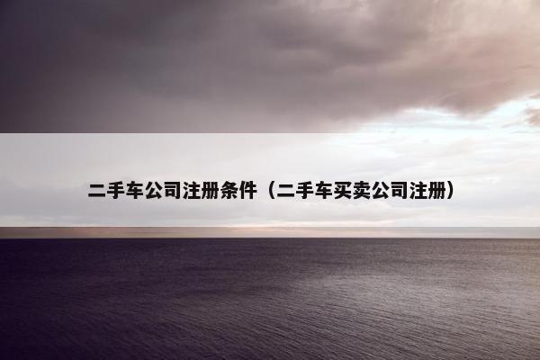 二手车公司注册条件（二手车买卖公司注册）